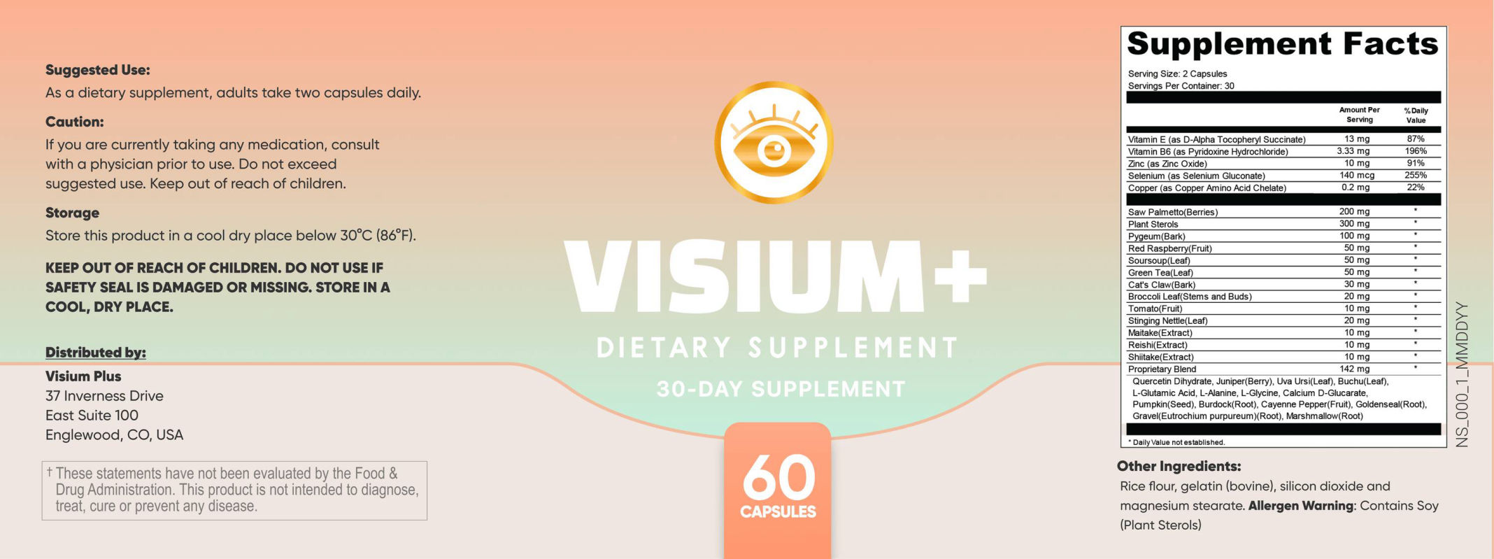 Visium Plus supplement facts
